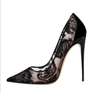 black lace heels